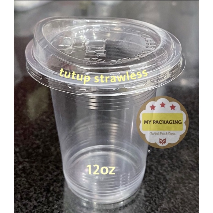 Strawless Lid untuk minuman Cheese Tea / kopi  (harga 50pcs) / Tutup Gelas Plastik OZ