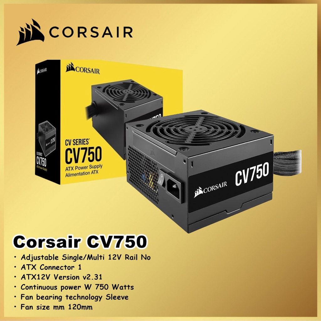 Corsair CV750 750Watt 80 Plus Bronze Certified Power Supply PSU CV 750