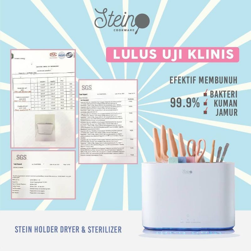 (GRATIS Lap) Stein Steincookware Smart Holder Sterilizer Stein And Dryer + 3 Talenan UV - ORIGINAL