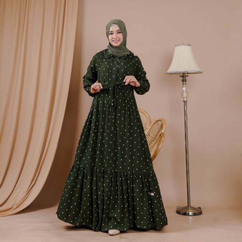 Gamis Polkadot Terbaru,Bahan Rayon,Ukuran Xl