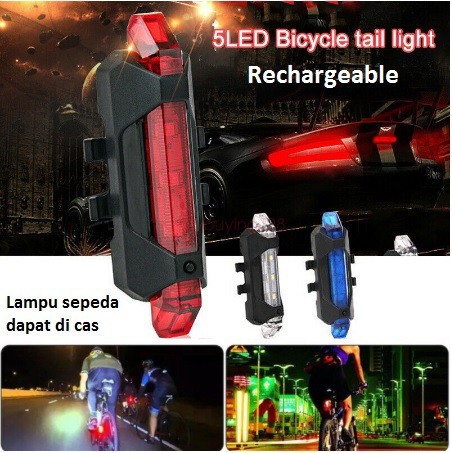 (NCS) [30Gr] [COD] LAMPU BELAKANG SEPEDA LED USB Rechargeable Anti Air Cas Charge