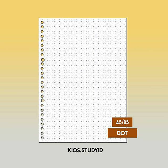 READY STOCK LOOSE LEAF A5 B5 GRID DOT WHITELINES kios.studyid [100 GSM]