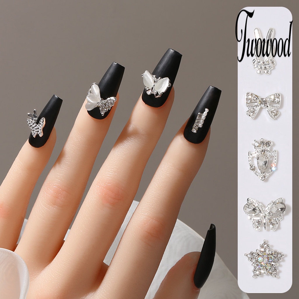 20 Pcs Ornamen Kuku Bentuk Kupu-Kupu Bahan Alloy Tahan Pudar Untuk Dekorasi Manicure