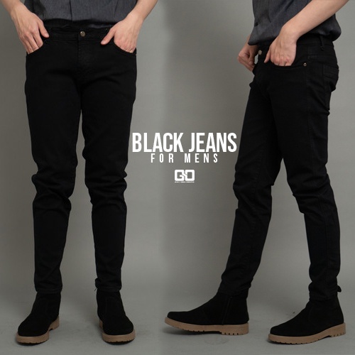celana jeans laki laki dewasa hitam pekat. celana jeans panjang cowok sobek model terbaru sepan panj