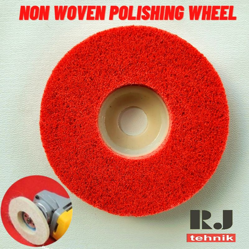 Batu Poles Sponge Merah Non Woven 4" Poles Stainless