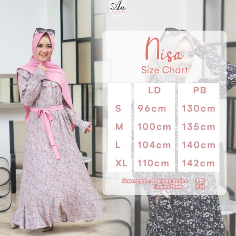 Nisa Dres aden hijab gamis motif A.d.e.n