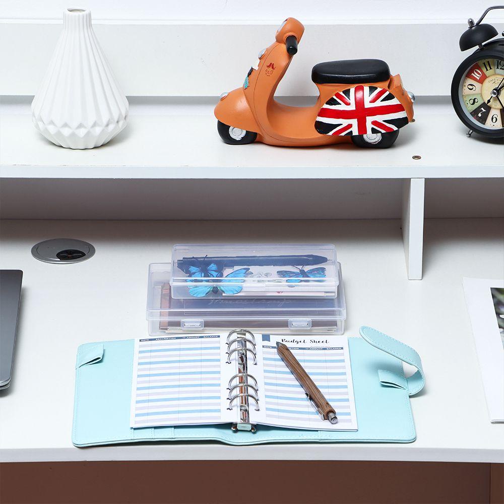 Chookyy Desktop Organizer Transparan Perlengkapan Kantor Meja Storage Box Kotak Pensil