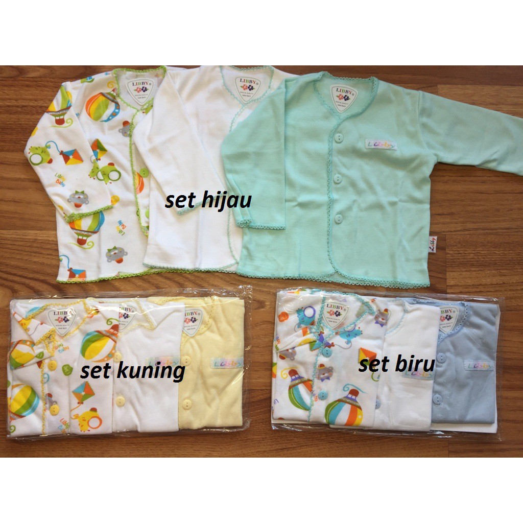 Baju Atasan Panjang Kombinasi Newborn Libby 3pcs