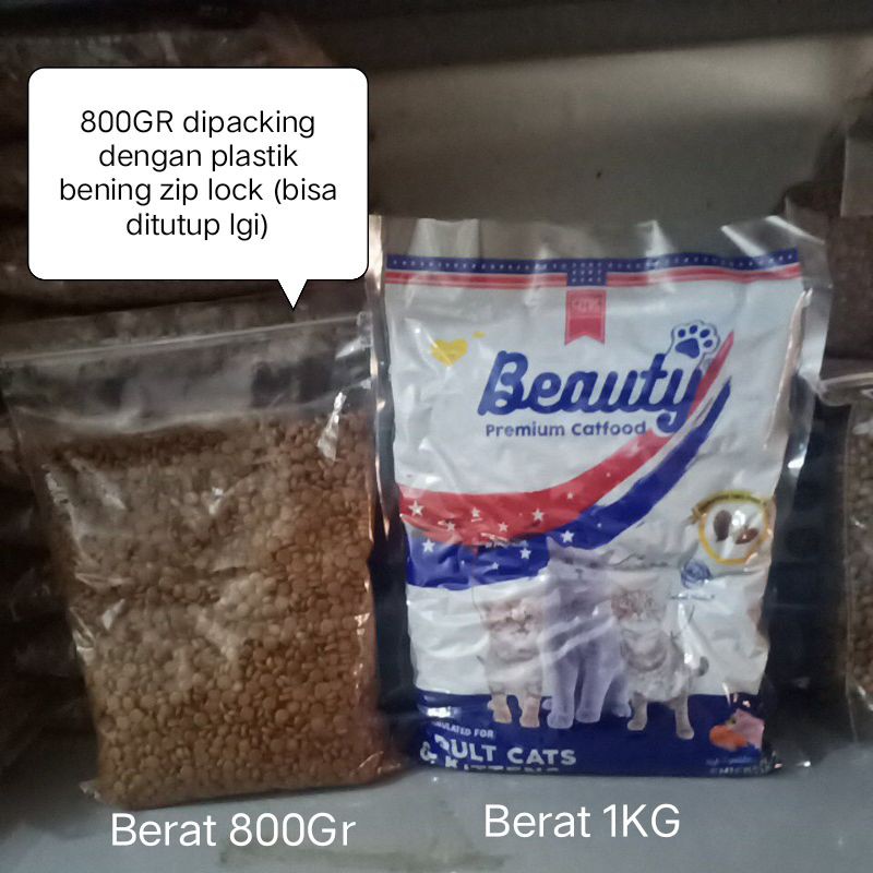 Beauty cat food makanan kucing 1 kg or 800 gr