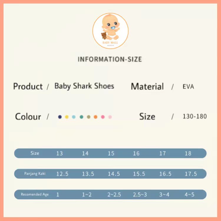 BABY SHARK EVA SHOES Sandal Karet Anak Bayi Hiu laki laki perempuan Anti Slip