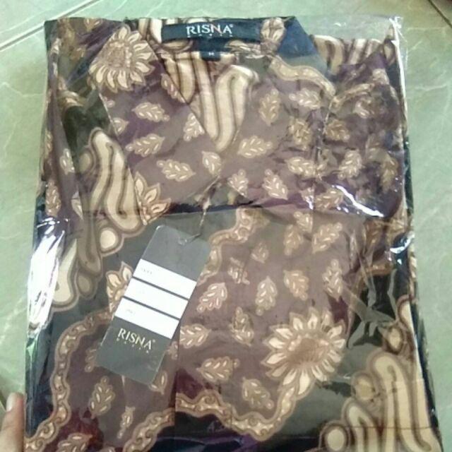 Risna Batik Krb Kawung Merah Kemeja Batik Pria Lengan Panjang Regular Fit M L Xl