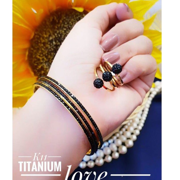 Titanium set perhiasan Gelang dan cincin terlaris 5231L