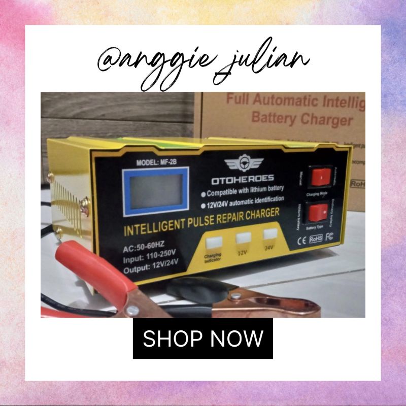 Charger Aki Mobil / Truk 12V-24V 105AH Otomatis Cas Aki Basah & Kering