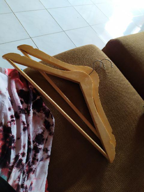 Hanger Kayu Palang Dewasa (wood) Warna Natural Gantungan Baju