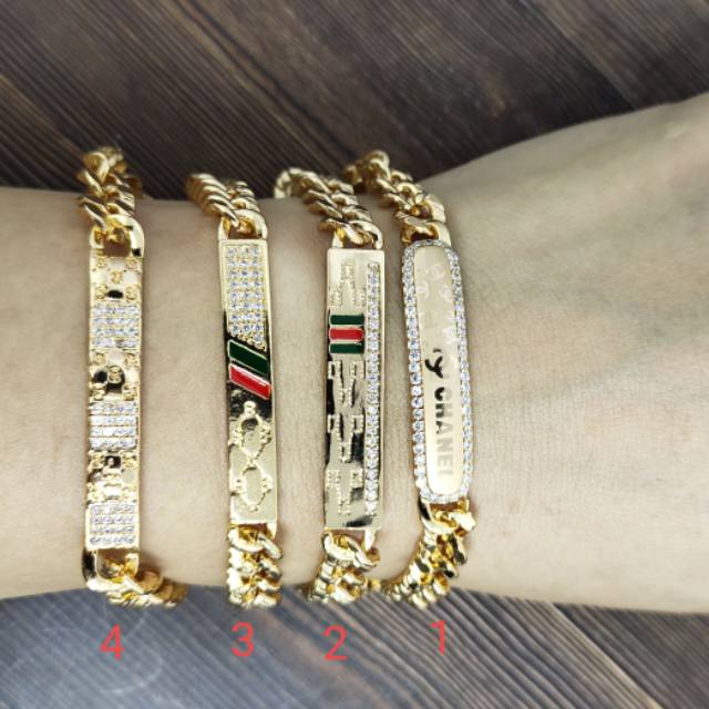 Fifi Fashion Gelang Tangan Plat Sisik Naga Lapis Emas