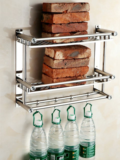 KH Rak Penyimpanan Peralatan Mandi Premium Bahan Stainless Steel Tebal Aksesoris Dekorasi Kamar Mandi