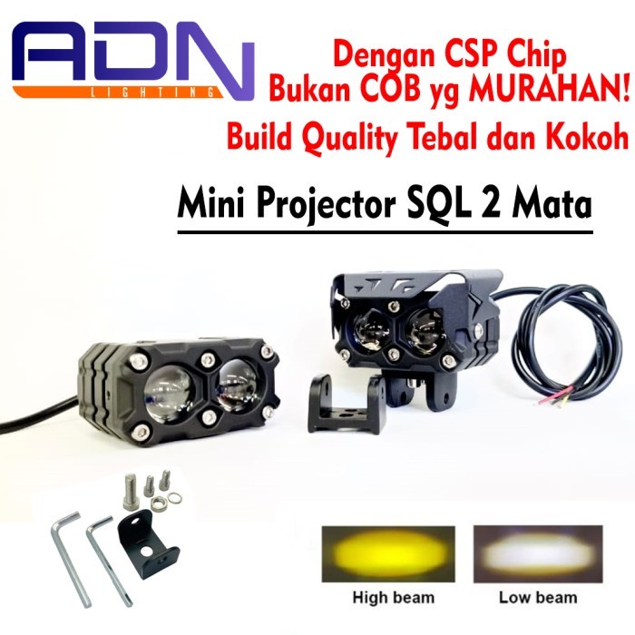 Mini Projector Hi Lo LASER SQL2 D2 2 MATA 2 warna Motor Mobil ADN PCS ADN