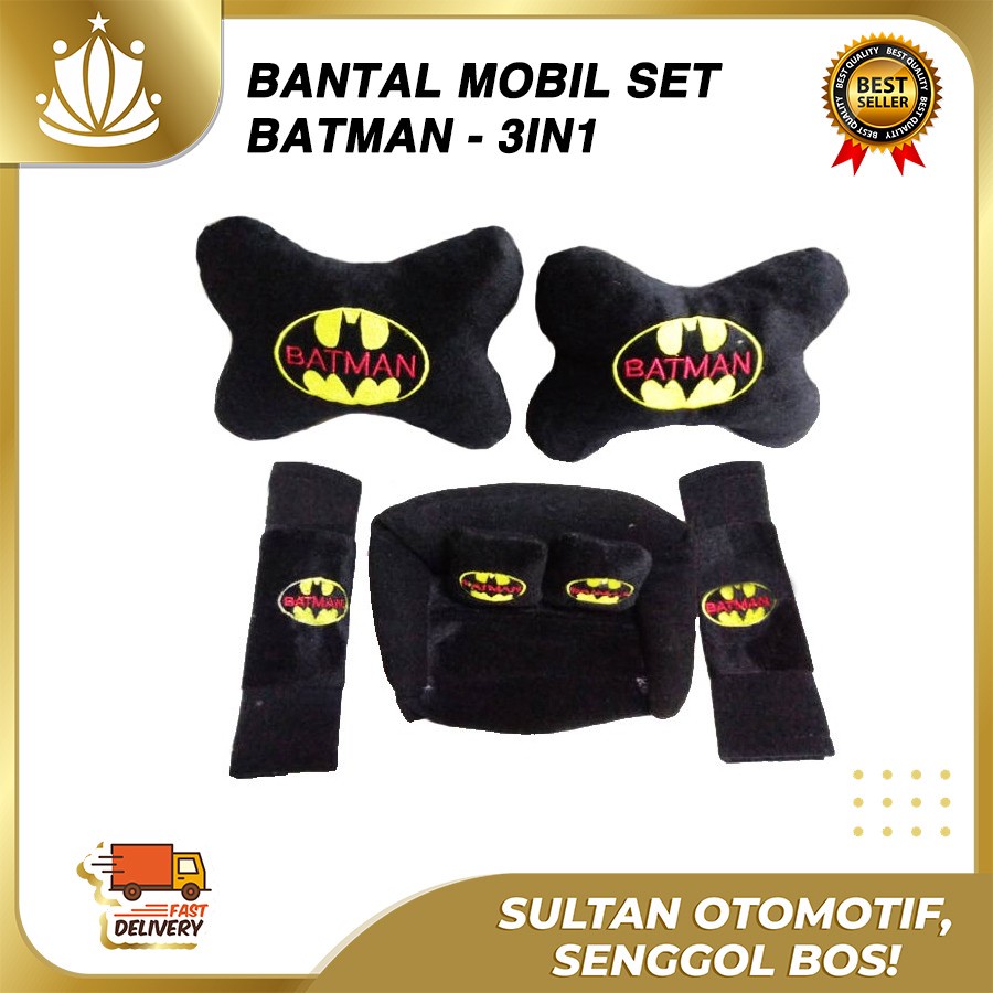 Car Set Bantal Mobil Batman 3in1 / Bantal Mobil BATMAN LUCU - 2in1