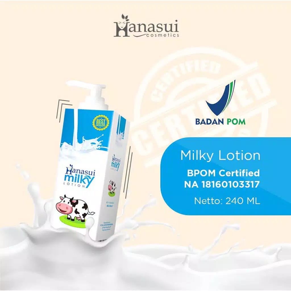 Qeila - HANASUI MILKY LOTION BODY LOTION WITH MILK EXTRACT BPOM 240 ML