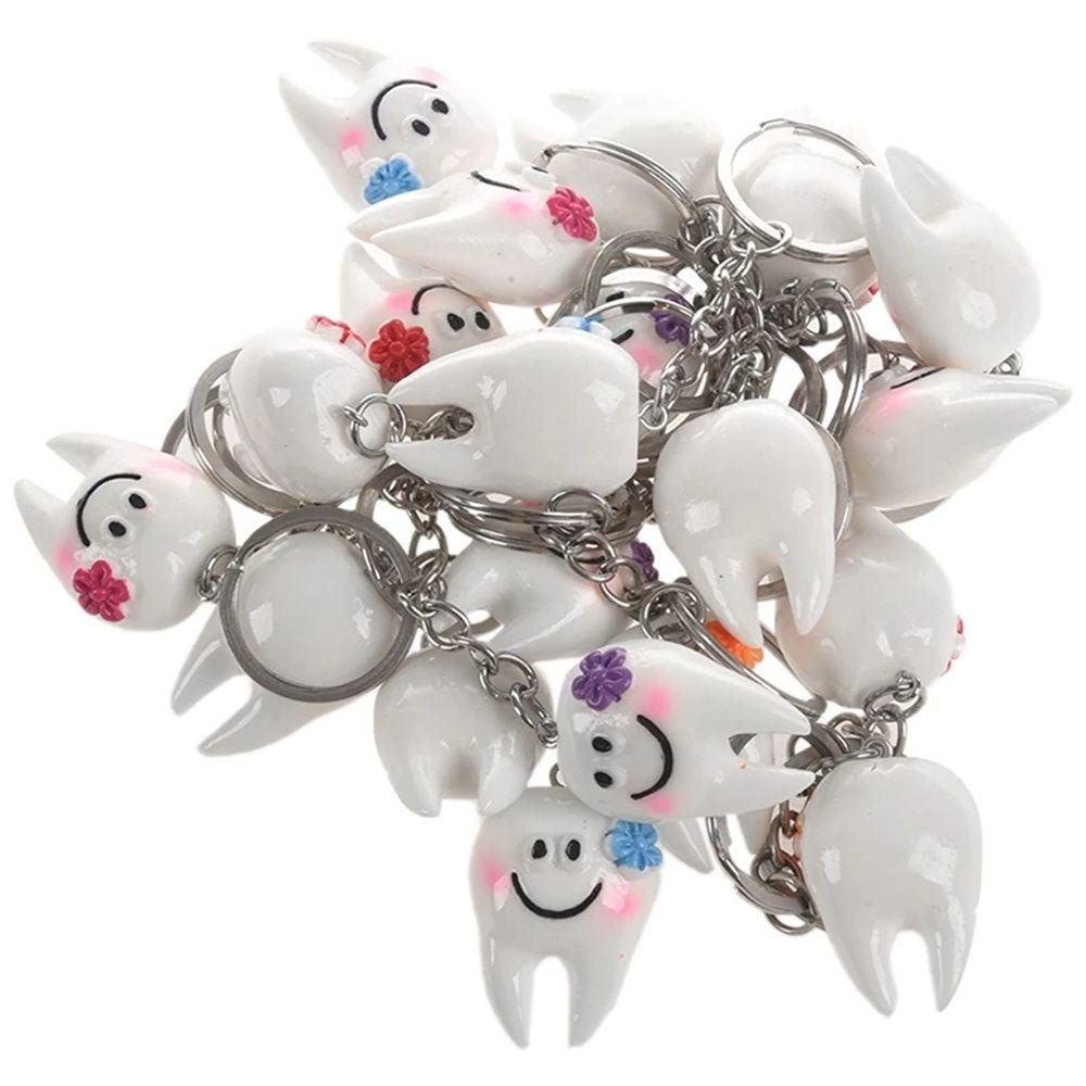 Lanfy Dental Key chain 5Pcs Simulasi Kartun Resin Bentuk Gigi Indah Teeth Key Rings