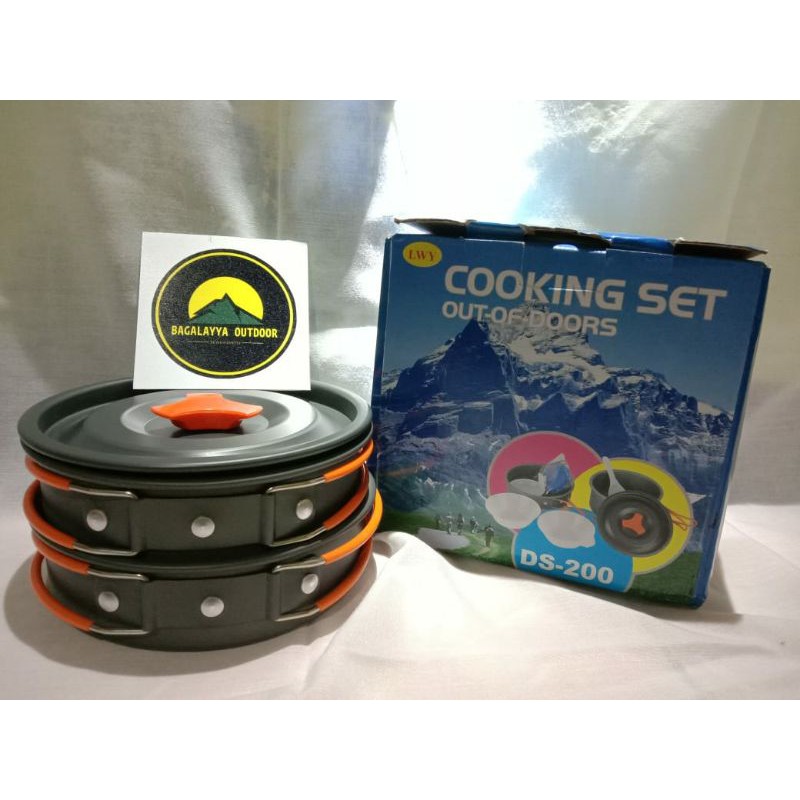 Alat Masak Panci Camping Gunung. Cooking Set Ds-200 Camping Nesting 1-2