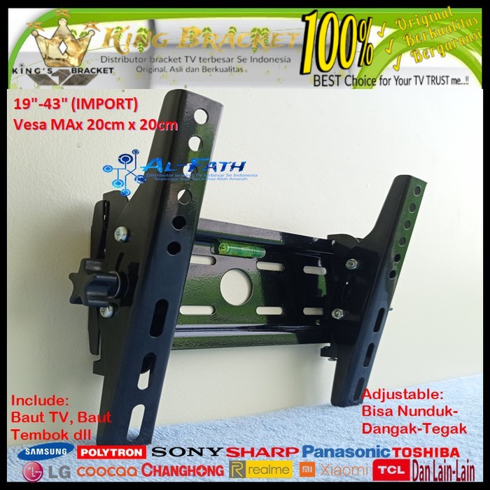 Bracket TV TOSHIBA 19 s/d 43 inch IMPORT QUALITY Garansi 100% cocok