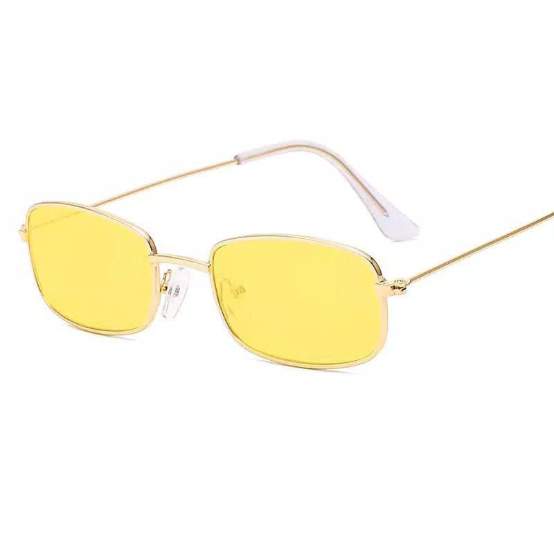 KACAMATA SUNGLASSES KOTAK KECIL PRIA WANITA -KUNING+box