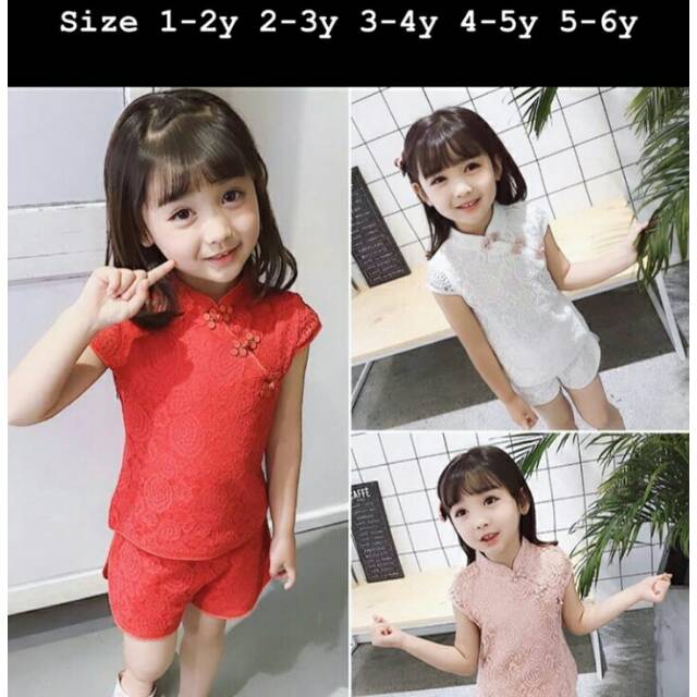 Baju cheongsam imlek satu setel