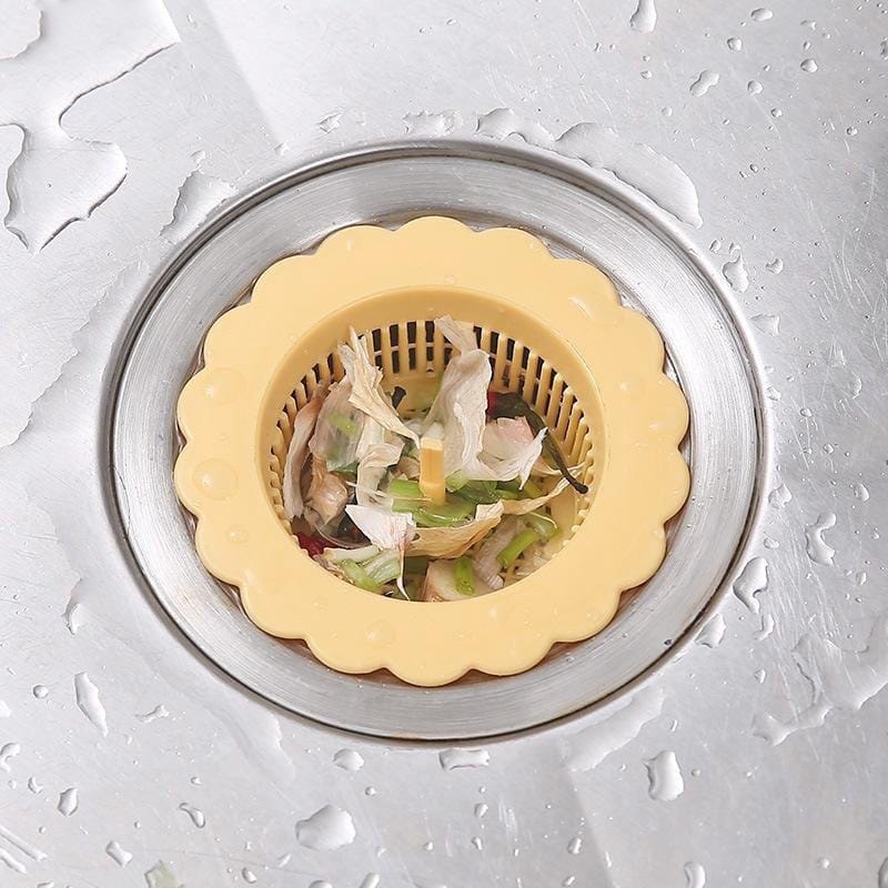 [MURAH] Saringan penutup lubang wastafel / Penutup Lubang Saluran Air Dapur Penyaring Kotoran Sampah Sisa Makanan PVC / Drain Sink Strainer Bentuk Bunga lubang wadah putih [PADMA] PADMA