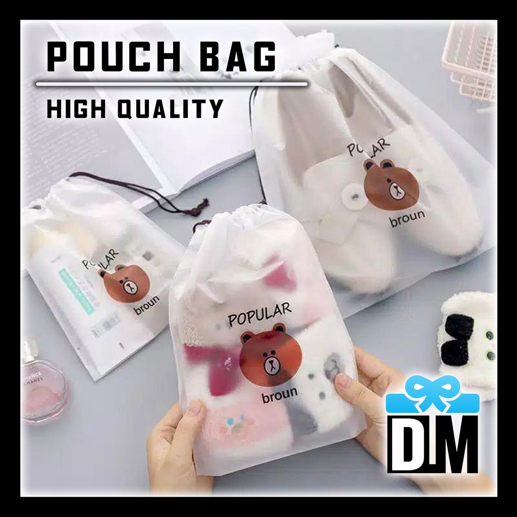 Pouch Bag Broun Organizer Alat Make up Tas Sikat Gigi Shampoo Sabun Travel Tas Serut Plastik Tebal
