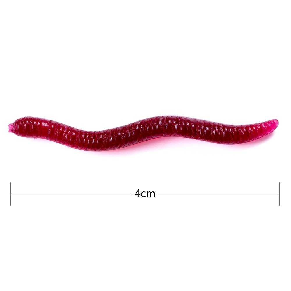 Hengjia 50pcs / Set Umpan Pancing red Earthworm Fishing Lure Bentuk Cacing Tanah Imitasi Ukuran Soft Baits 4cm / 8cm Fake Baits