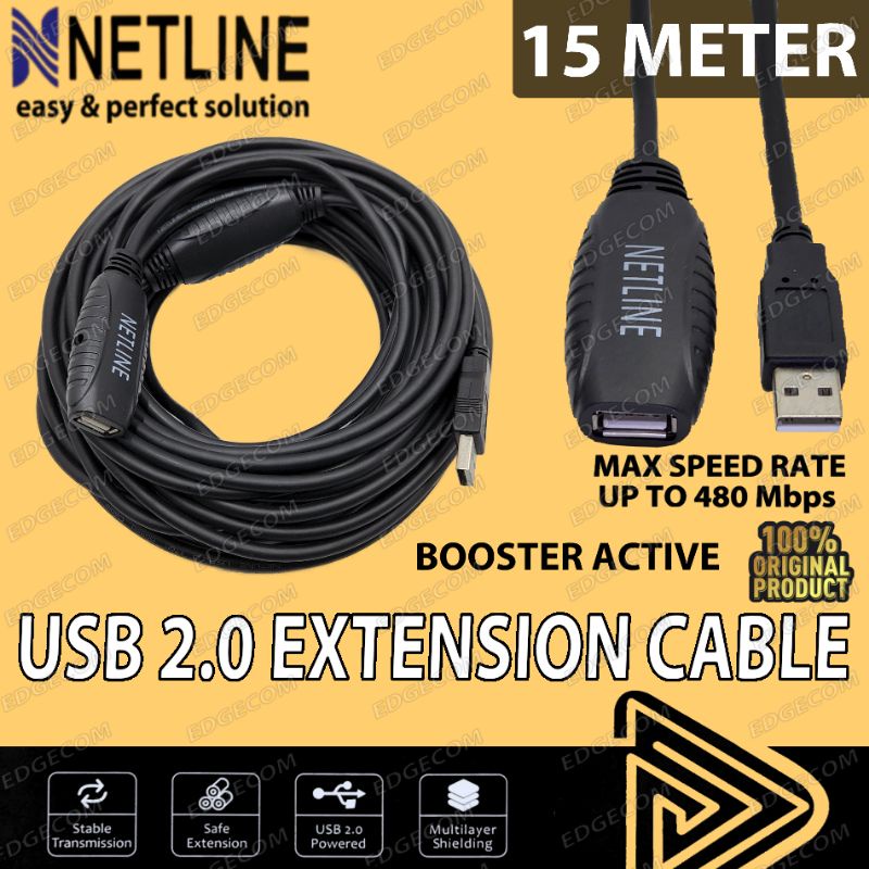 NETLINE Kabel USB 2.0 Extender Aktif / Extension Active 15 Meter