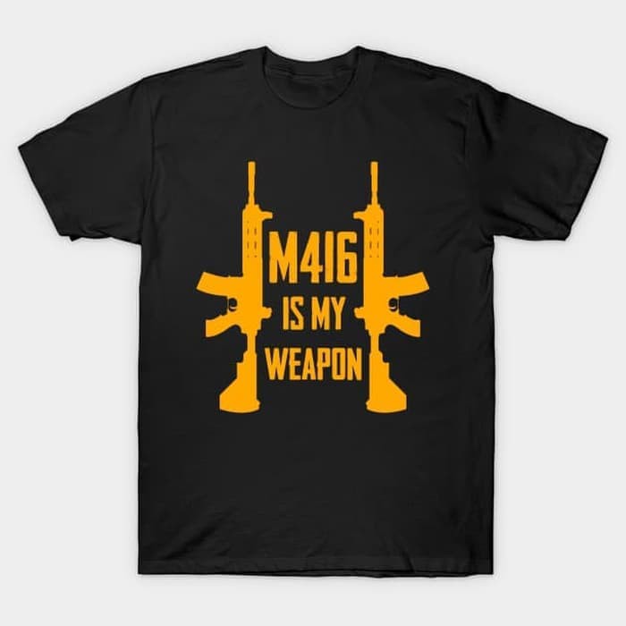 KAOS BAJU COMBED 30S PUBG M416 TULISAN KUNING   CHICKEN DINNER BOOYAH