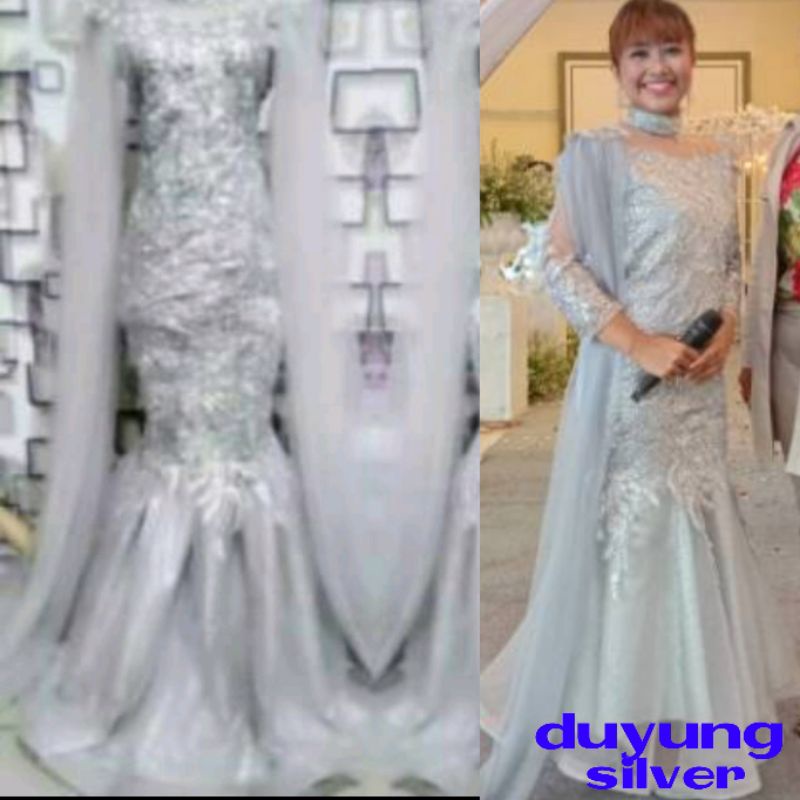 Longdress duyung lengan panjang+ payet(brokat)