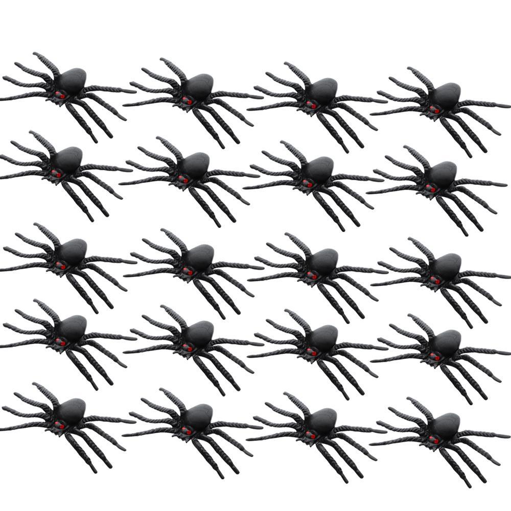 Preva 20Pcs /Pack Plastik Palsu Spider Anak Novelty Mainan Halloween Rumah Berhantu Prop