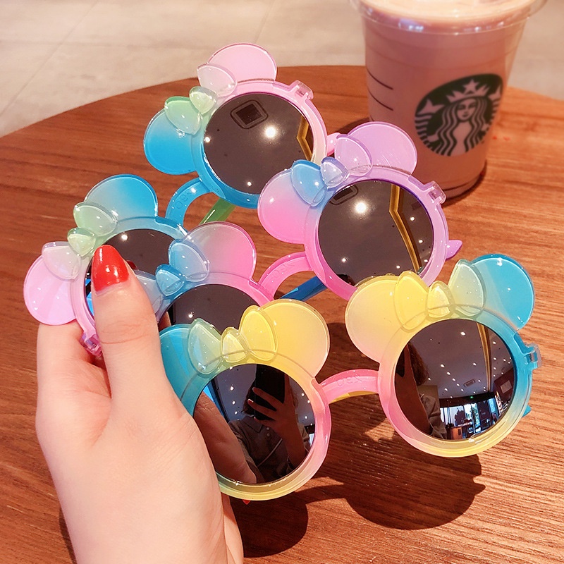 Kacamata Anak Anak Perempuan Fashion Lucu Murah Bulat Mickey Korean Sunglasses 2 Tahun