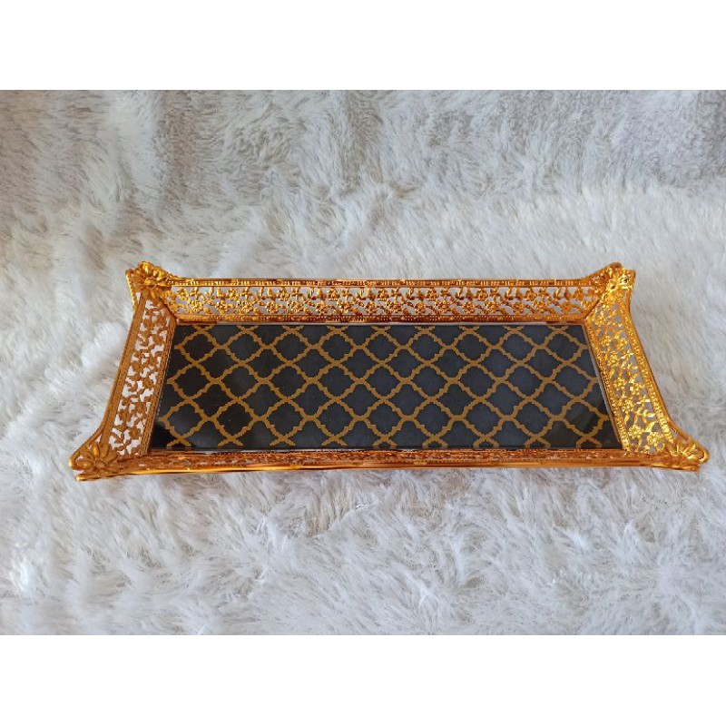 nampan kaca/gold mini tray