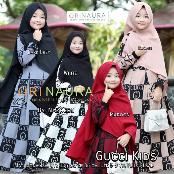 Gamis Gucci Kids Set Syar'i Ori Naura Material Monalisa