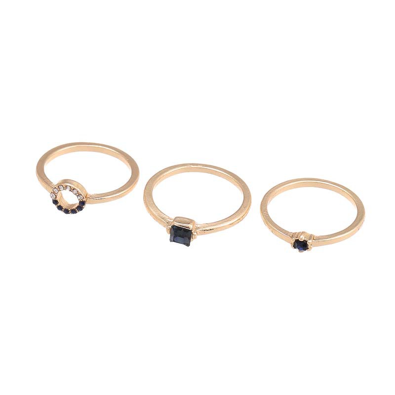 Candy Jewelry 3pcs Ring Sets Fashion Geometric Alloy Finger Rings for Women Minimalist Accessories Gold Plated