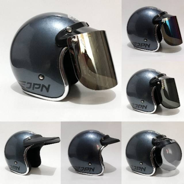 Helm  Jpn Retro All grey Gloss List Chrome/croom