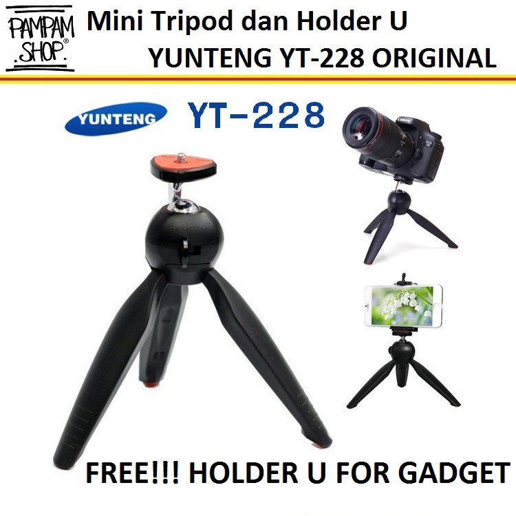 Original Mini Tripod Camera Yunteng YT-228 YT 228 Free Holder U for Phone | Yun Teng, Kamera, YT228