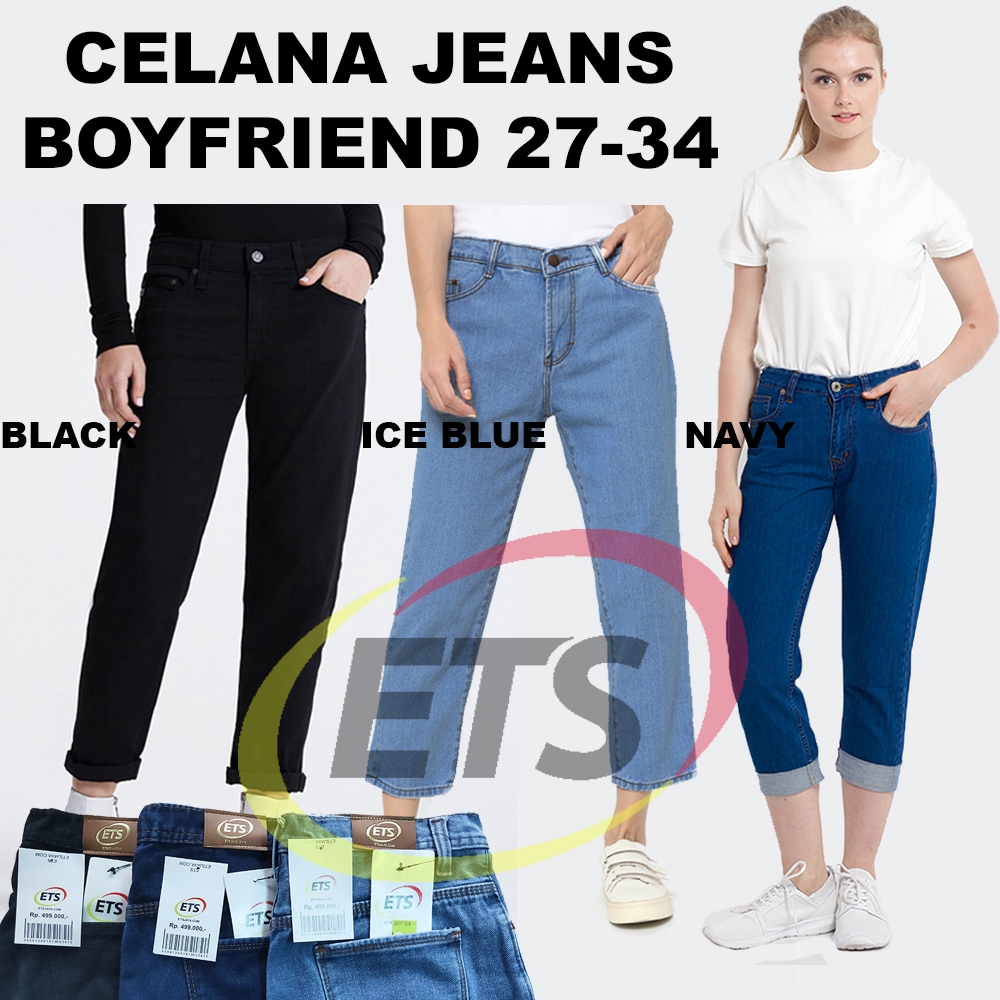 Boyfriend632 Celana  Wanita Plain Boyfriend  Jeans 