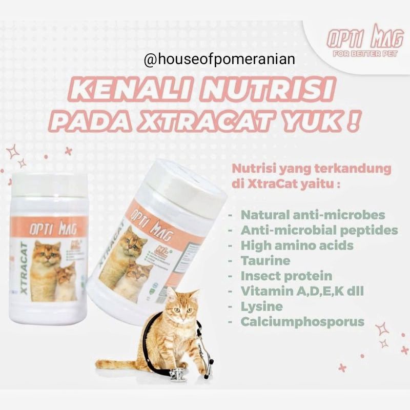 optimag XTRACAT powder 30gr vitamin kucing lysine taurine calsium amino bulu kulit imun kuat sehat