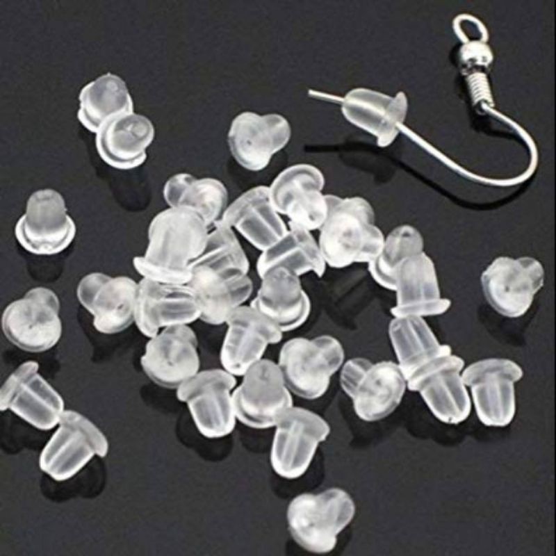 Karet anting / pengait anting / silicon anting / tusuk anting / pantat anting ukuran 4 mm