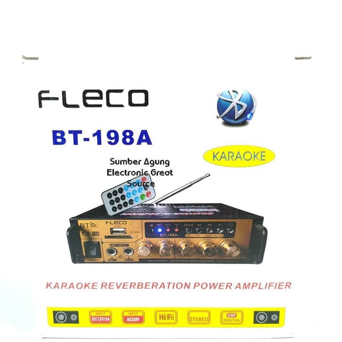 Fleco BT198A Ampl 198 Bluetooth 300Wx2 Karaoke Colokan Mic Dua