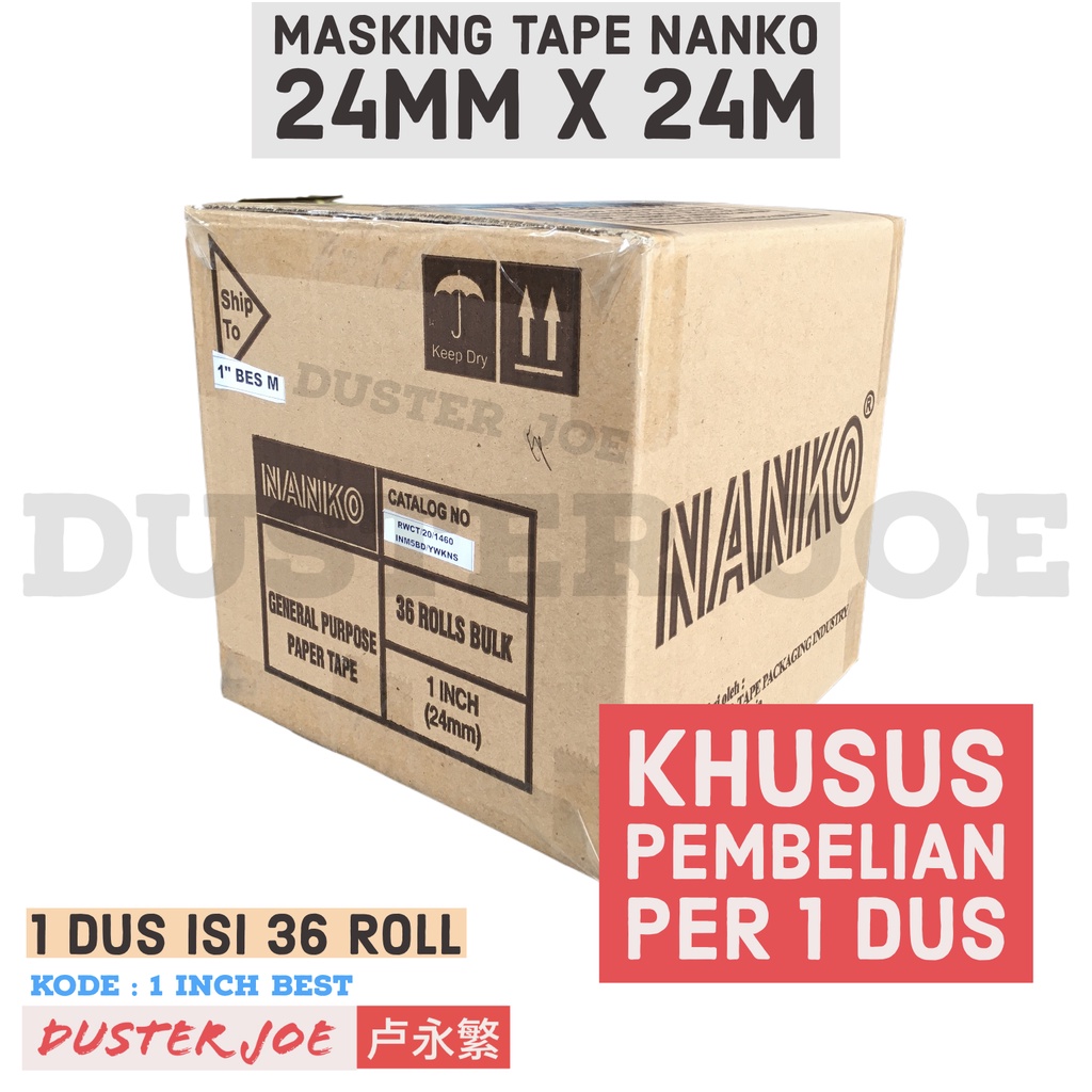 

[PER 1 DUS] Masking Tape Nanko 1inch 24mm x 24M BEST / Lakban Kertas (1 DUS ISI 36 ROL)