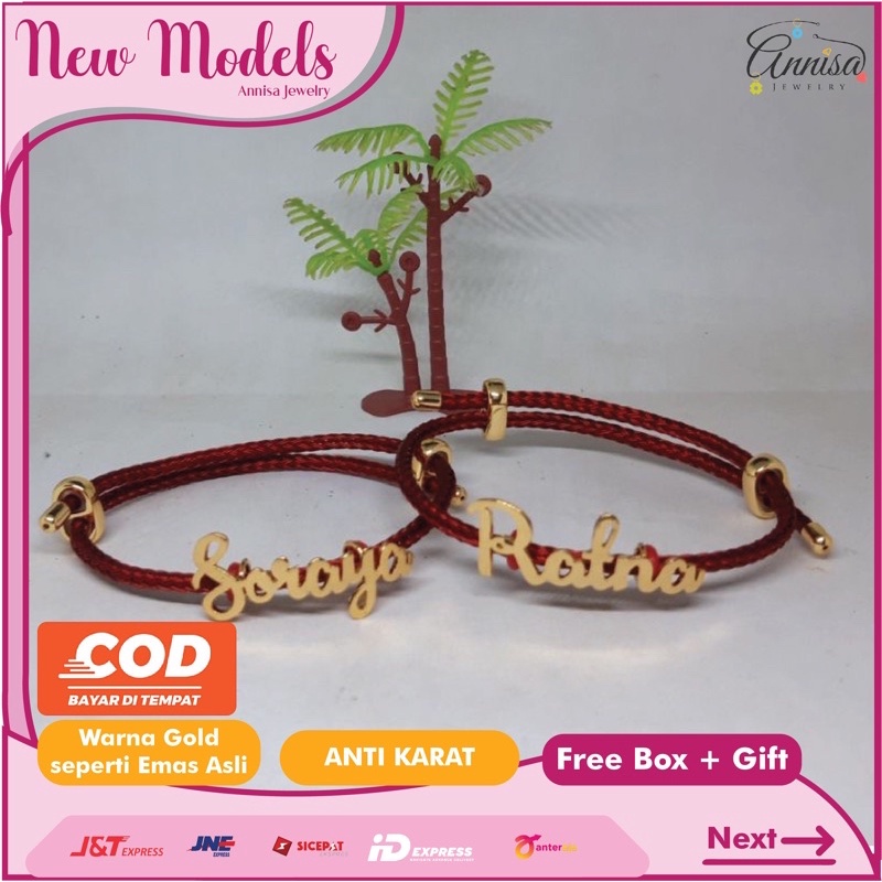 Gelang nama tali gold