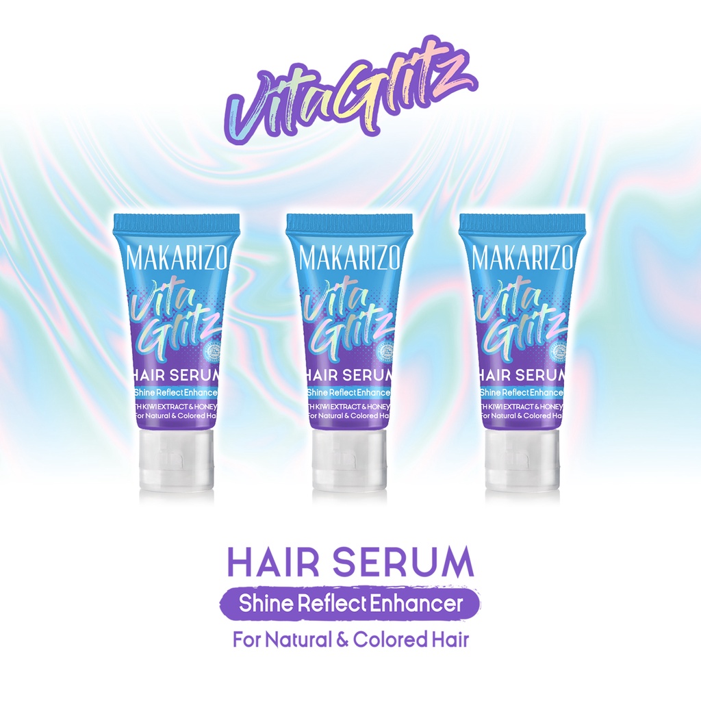 PAKET ISI 3 Makarizo VITAGLITZ Hair Serum Shine Reflect Enhancer - Serum Rambut Tube 8 mL