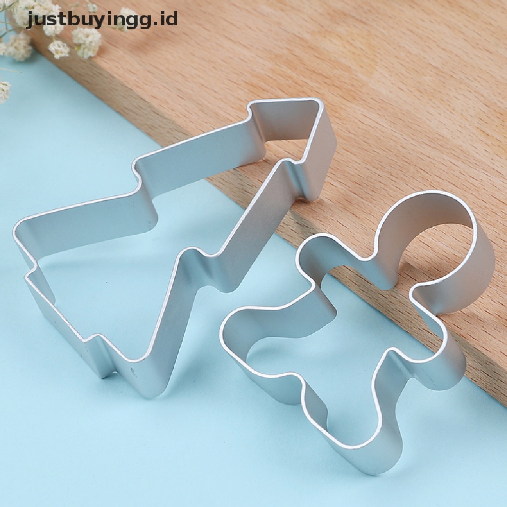 (Justbuyingg.Id) 5pcs / Set Cetakan Pemotong Biskuit / Cookies Bahan Aluminum Desain Tema Natal Untuk Dapur