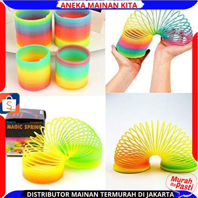 Mainan magic spring rainbow mainan anak Spring Toys 5,5cm Spiral Per Pegas Mainan Keren Warna Menarik